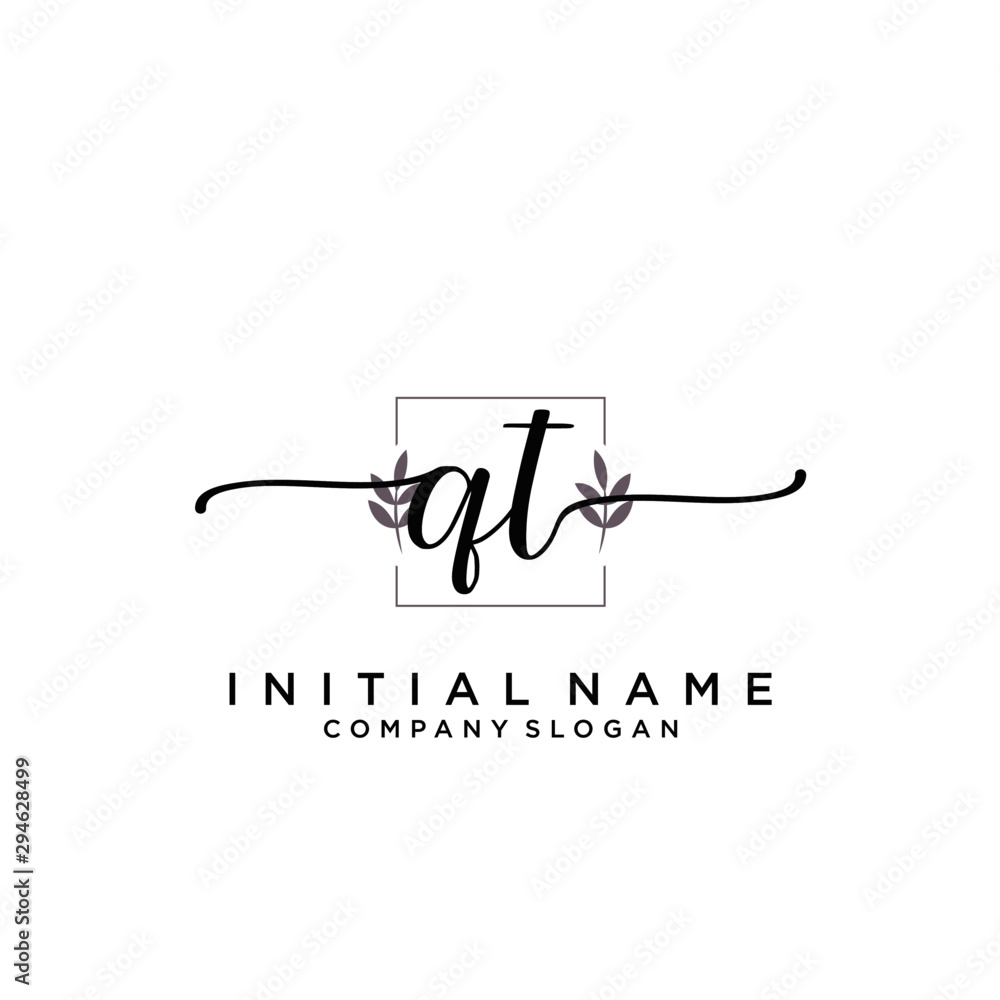 QT Beauty vector initial logo, handwriting logo. QT Beauty vector initial logo, handwriting logo.