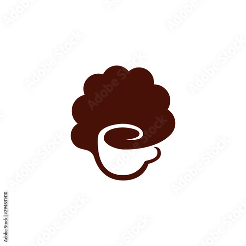 afro and coffee cup logo template, afro man icon .vector
