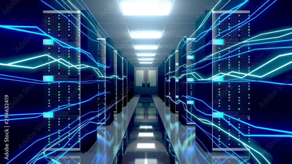 3D 4K server room - data center - storage/ hosting/ fast Internet concept 3D 4K server room - data center - storage/ hosting/ fast Internet concept