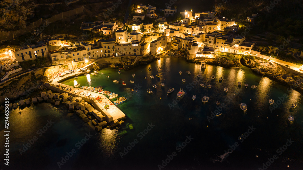 italy sicily egadi islands drone aerial levanzo night