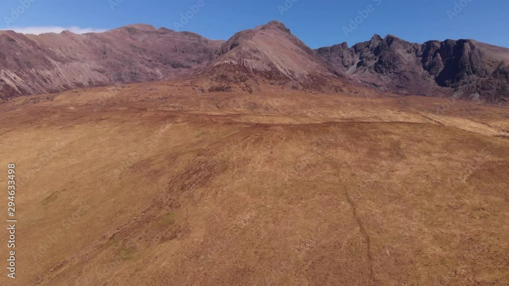 Cuillin Munros Mountain Range Glenbrittle West Isle Of Skye Aerial Panning Shot 4K Cuillin Munros Mountain Range Glenbrittle West Isle Of Skye Aerial Panning Shot 4K