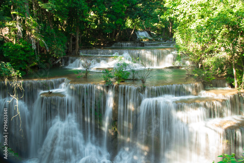 Beautiful waterfall Huai Mae Khamin at Kanchanaburi Province in west Thailand.