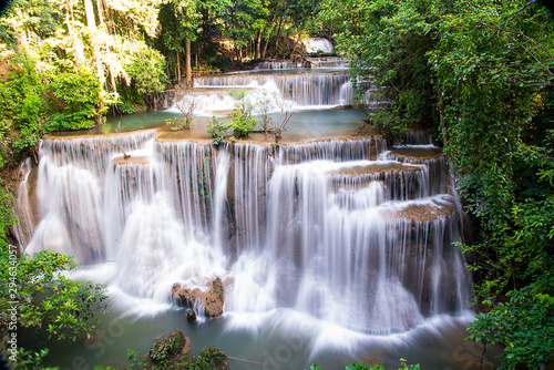 Beautiful waterfall Huai Mae Khamin at Kanchanaburi Province in west Thailand. © keerawat