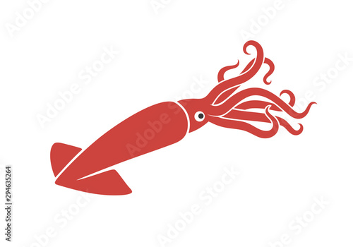 Squid logo. Isolated squid on white background