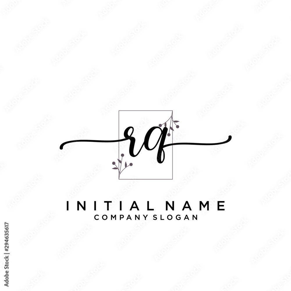 RQ Beauty vector initial logo, handwriting logo. RQ Beauty vector initial logo, handwriting logo.