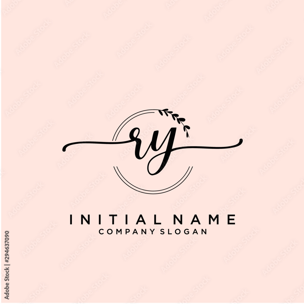 Obraz premium RY Beauty vector initial logo, handwriting logo.