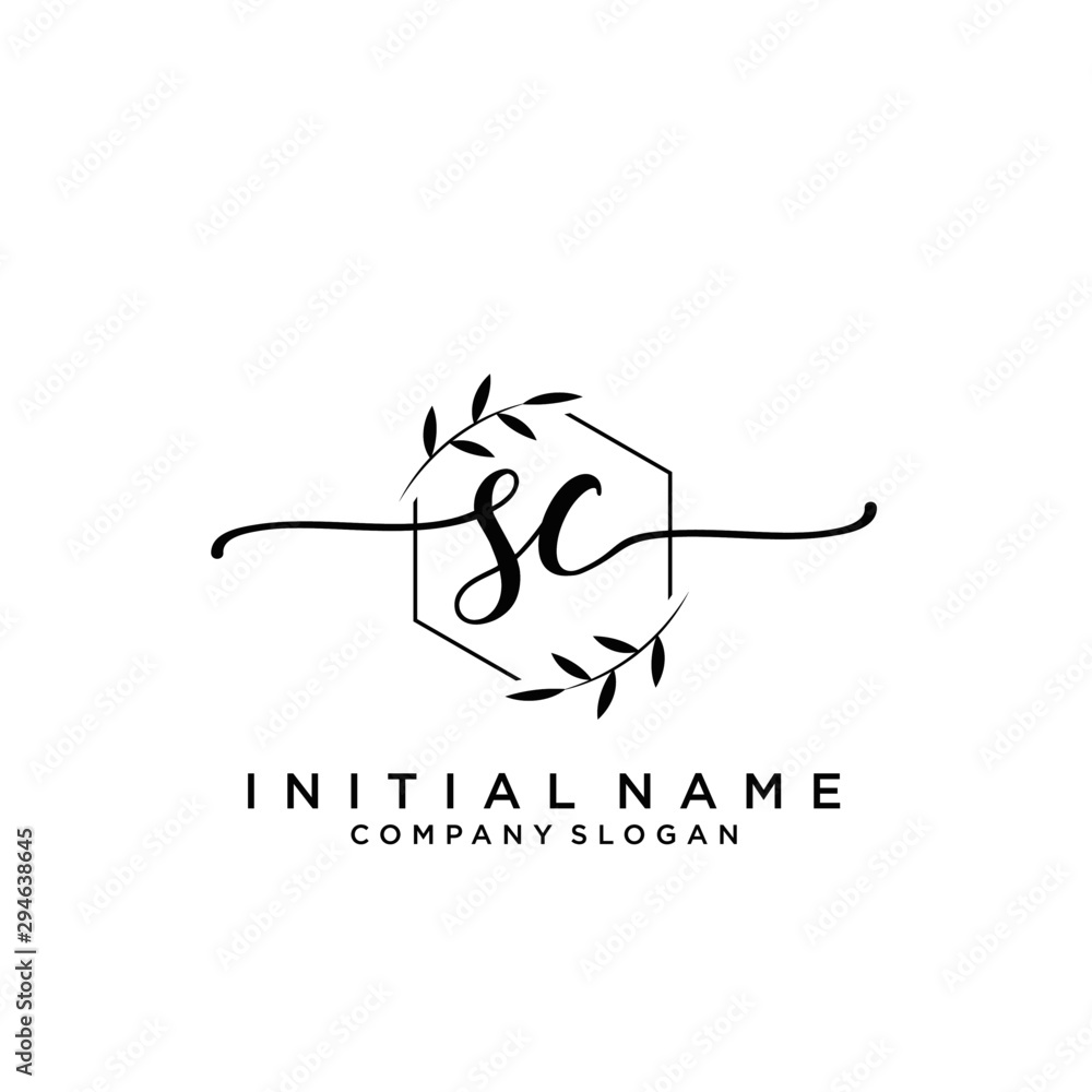 SC Beauty vector initial logo, handwriting logo.