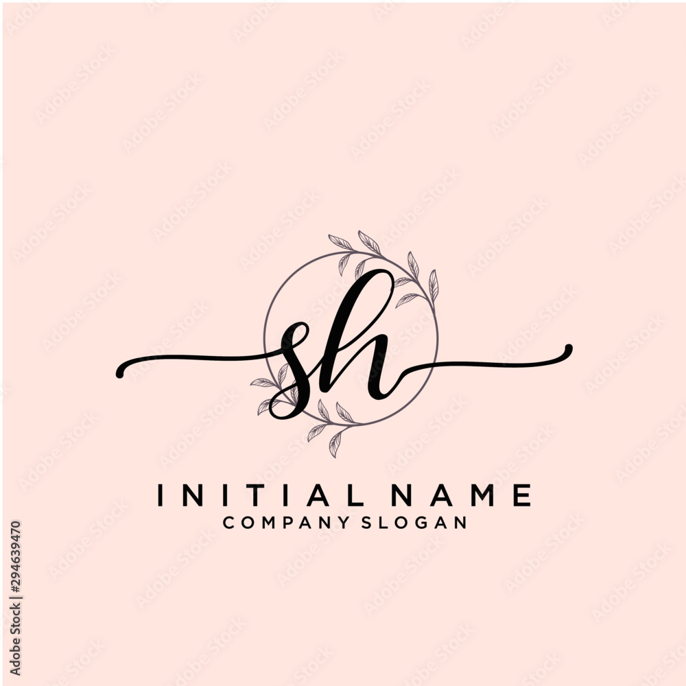 SH Beauty vector initial logo, handwriting logo. SH Beauty vector initial logo, handwriting logo.