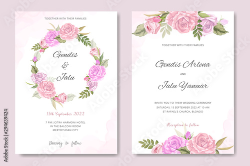 beautiful wedding card invitation with floral vector © andreasrobin