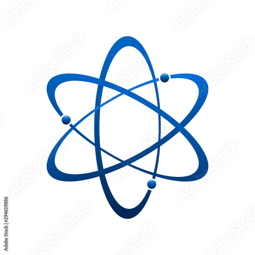 Atom icon in flat design. molecule symbol or atom symbol isolated. Vector illustration.