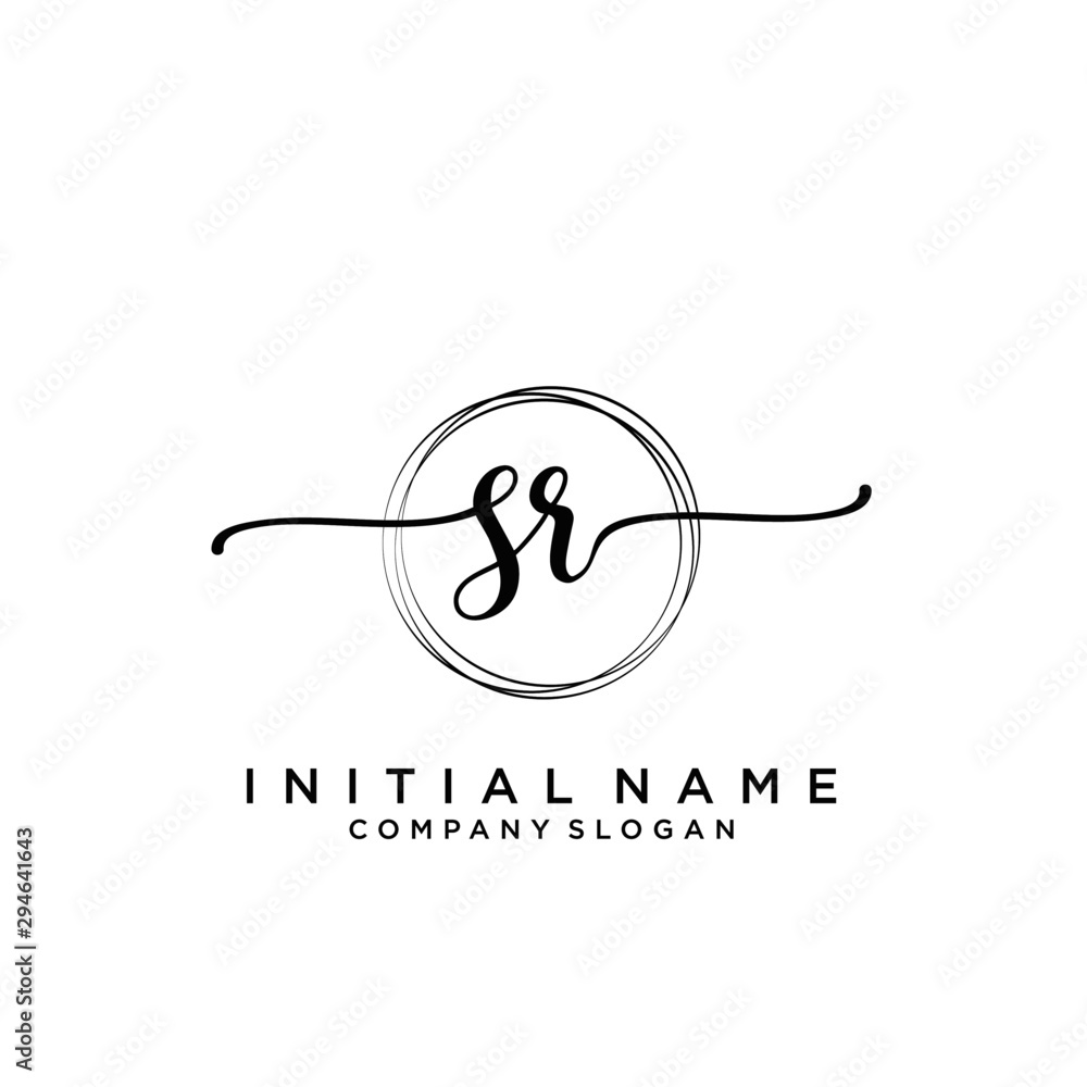 SR Beauty vector initial logo, handwriting logo. SR Beauty vector initial logo, handwriting logo.