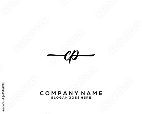 CP Initial handwriting logo template vector photo