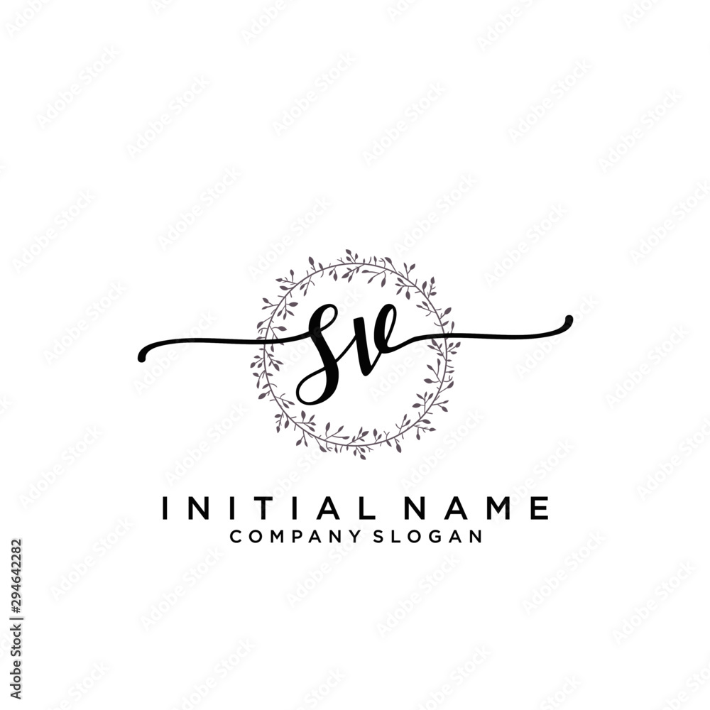 SV Beauty vector initial logo, handwriting logo. SV Beauty vector initial logo, handwriting logo.