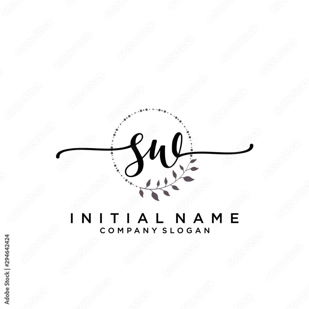 SW Beauty vector initial logo, handwriting logo. SW Beauty vector initial logo, handwriting logo.