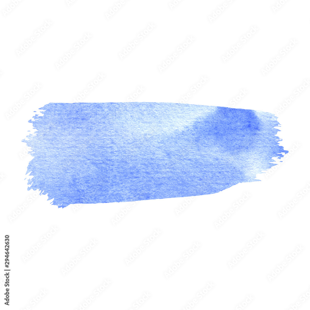 Fototapeta premium Blue watercolor brush stroke on white background.