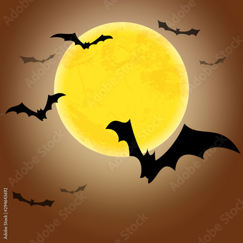 halloween bats in front of full moon