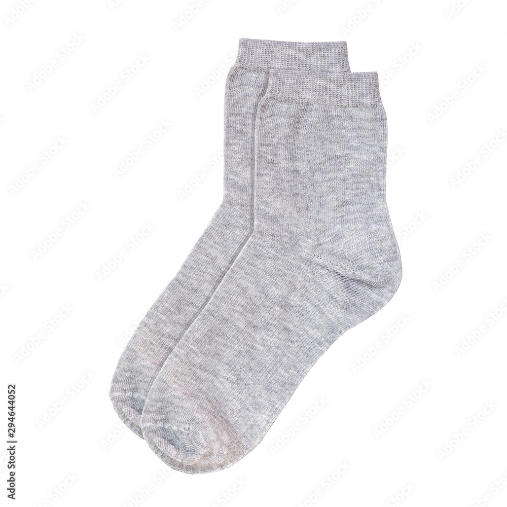 pair of tall gray socks isolated on white background pair of tall gray socks isolated on white background