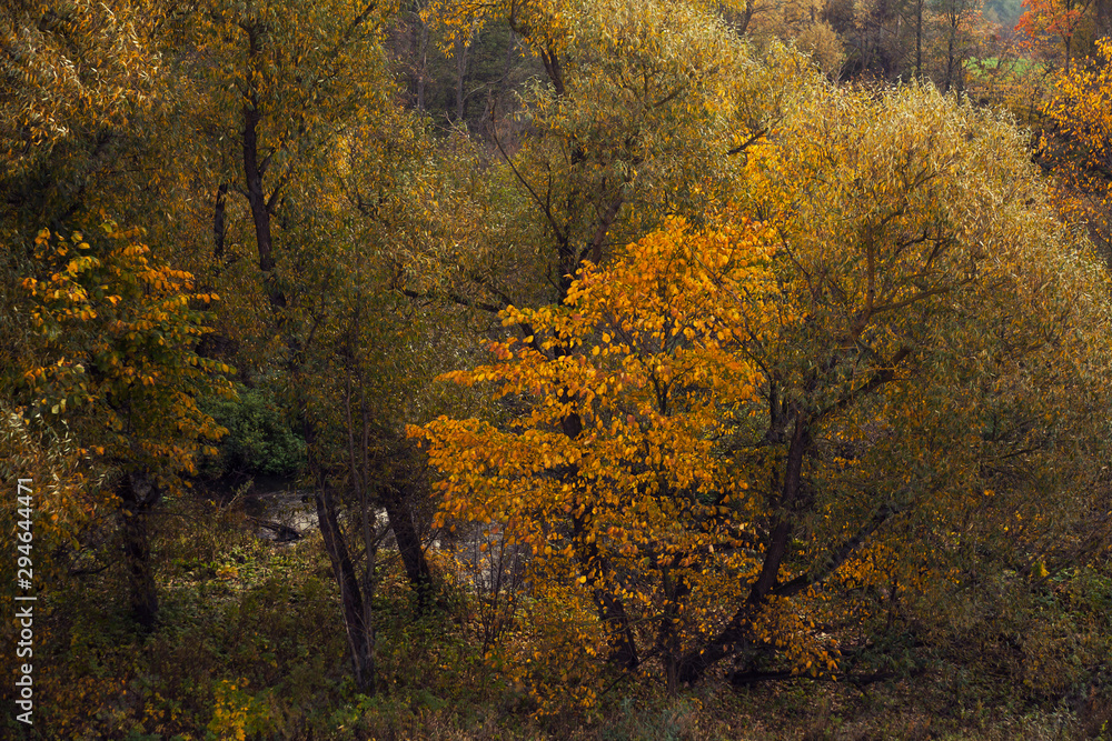 beautiful autumn landscape with small winding river beautiful autumn landscape with small winding river