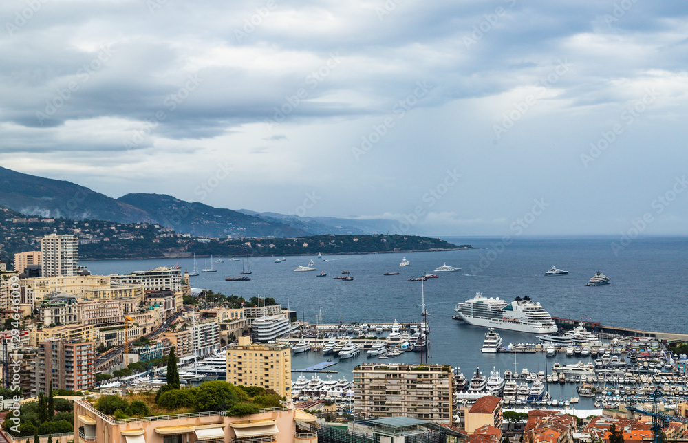 Vintage panorama of Monte Carlo, Monaco.