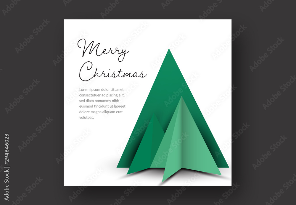 Christmas Card Layout with Geometric Green Trees Stock Template | Adobe ...