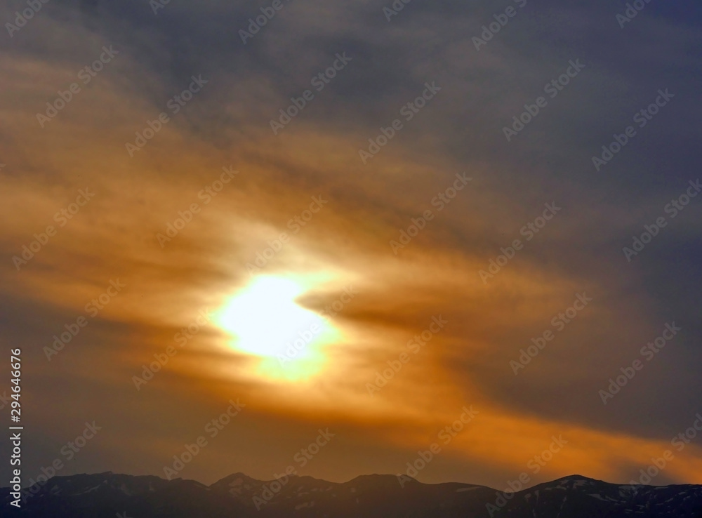 beautiful golden sunset sky landscape