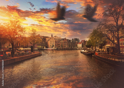 Photography Canals of Amsterdam on a sunny end of day