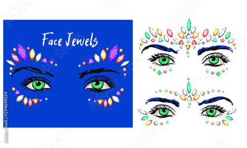 sparkles crystals finished face jewelry