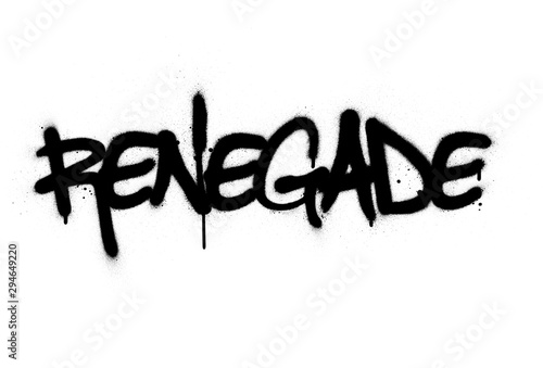 graffiti renegade word sprayed in black over white
