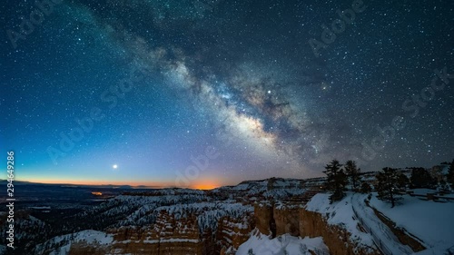 4K Timelapse of Mliky way over the Bryce Canyon, Utah, USA
