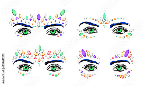 sparkles crystals finished face jewelry