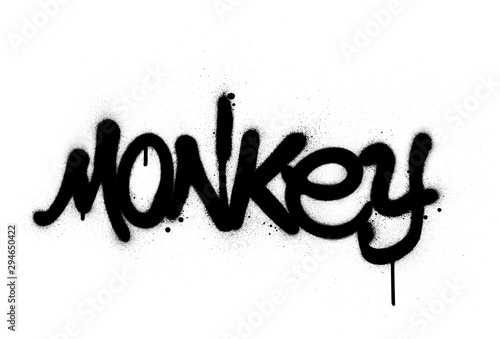 graffiti monkey word sprayed in black over white
