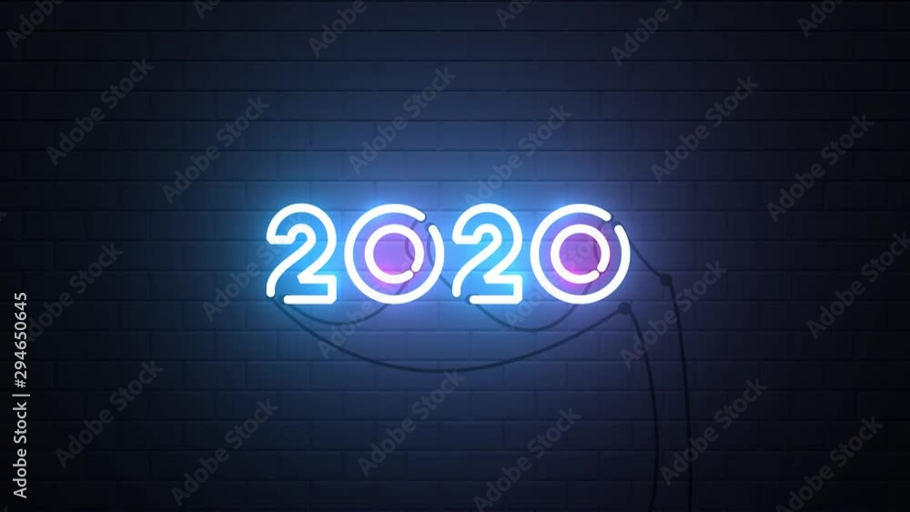 Happy New Year 2020 neon sign background new year resolution concept Happy New Year 2020 neon sign background new year resolution concept