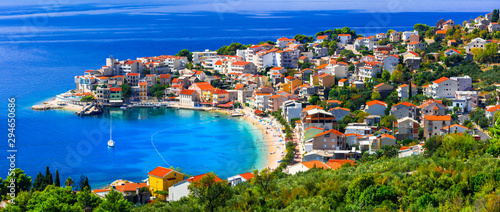 Fototapeta Naklejka Na Ścianę i Meble -  Amazing Adriatic coast. Beautiful beaches and villages of Croatia - Igrane in Makarska riviera