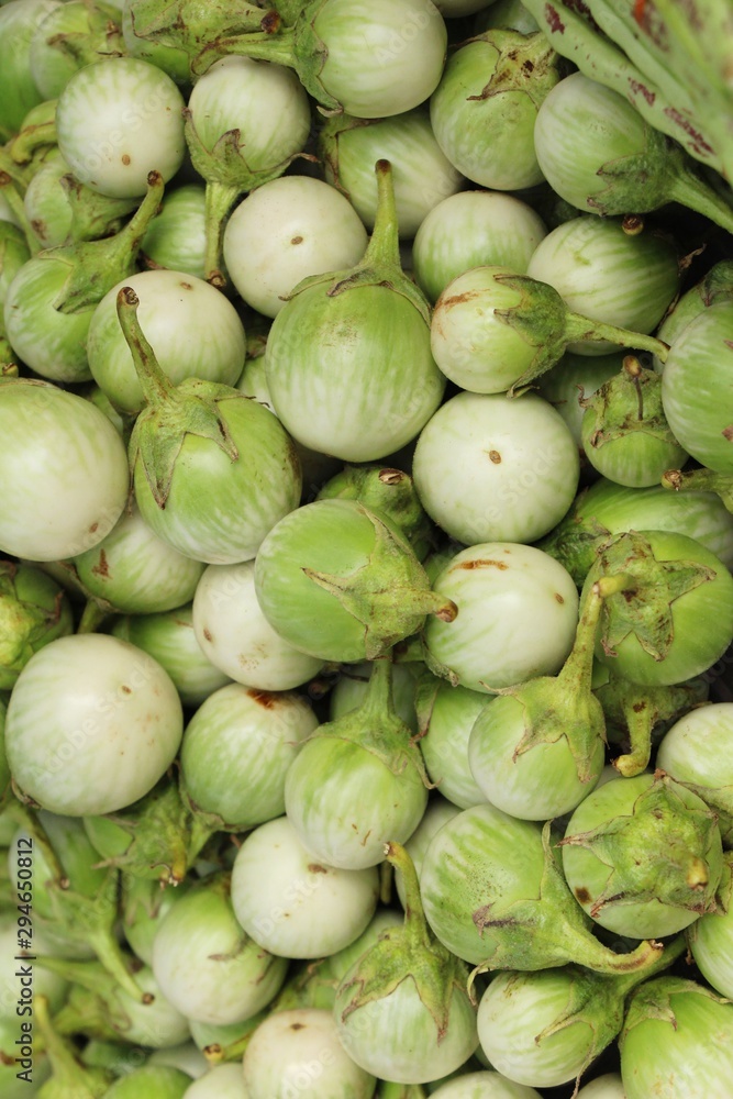 Fresh eggplant green organic at street food Fresh eggplant green organic at street food