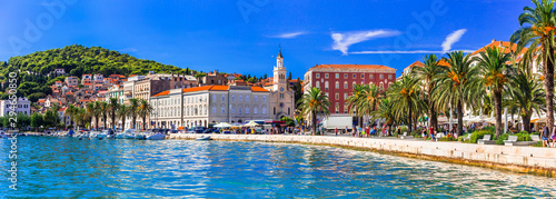 Travel and landmarks of Croatia - beautiful town Spilt, popular tourist and cruise destination photo