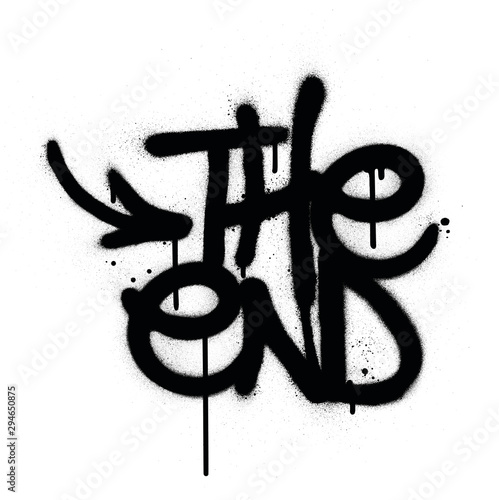 graffiti the end text sprayed in black over white