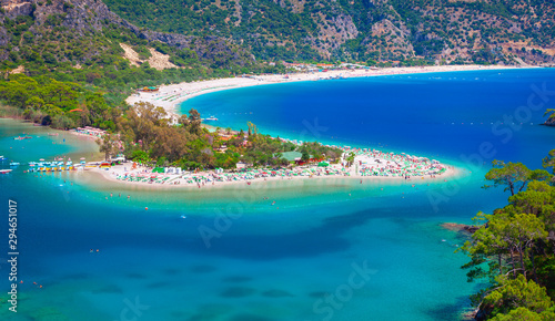 Aerial view of Oludeniz bay on the Mediterranean coast of Turkey