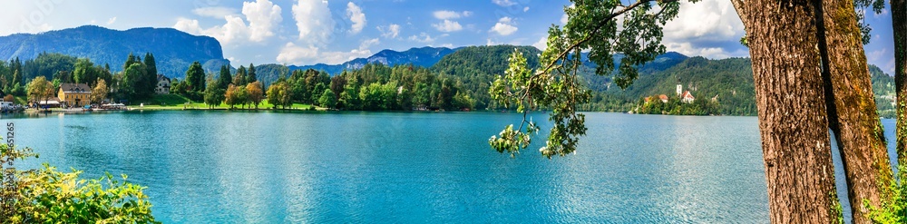Most beautiful  lakes of Europe - scenic idyllic Bled in Slovenia