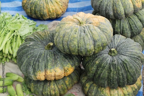 Fresh pumpkin for cooking in the market