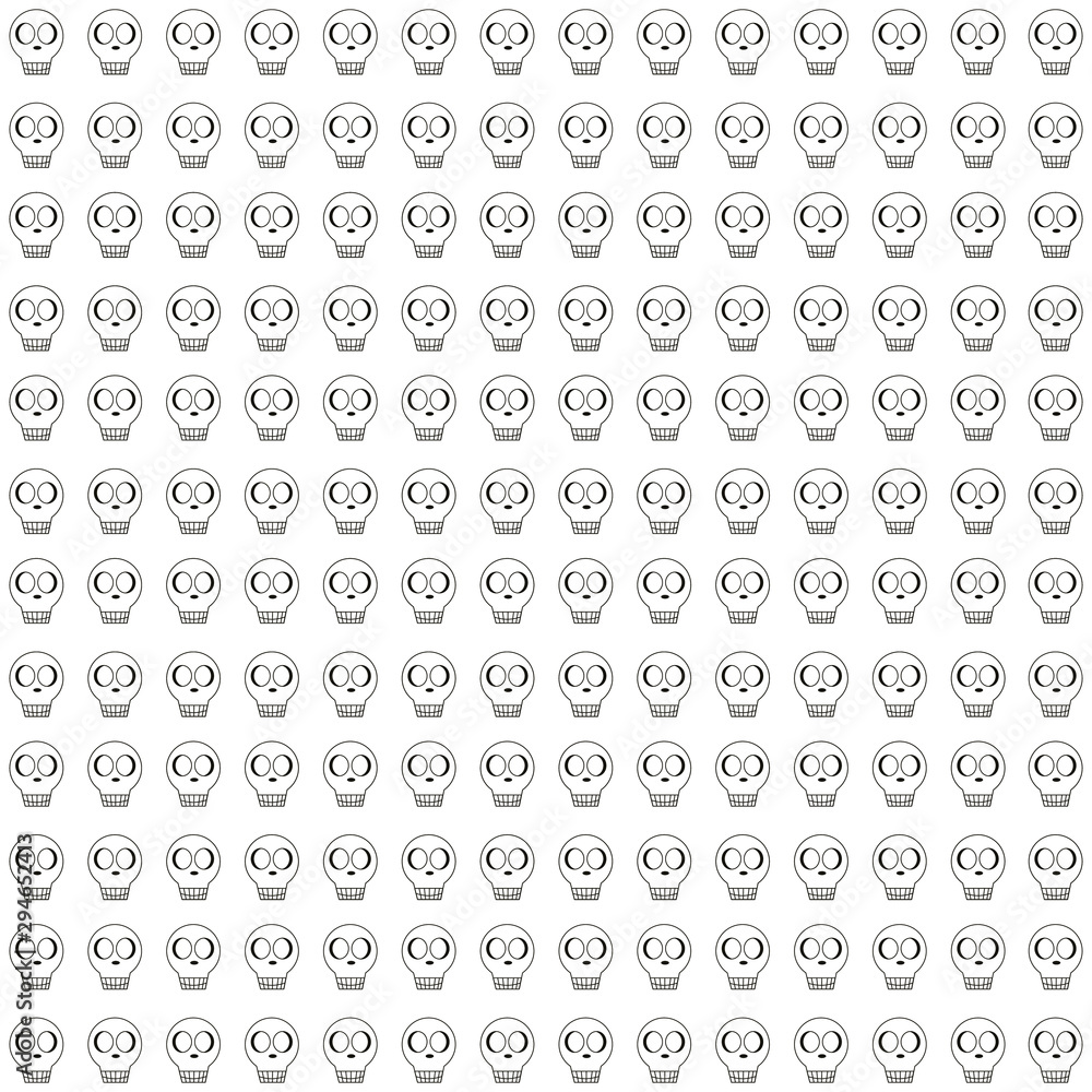 Skulls on white background - seamless pattern. Vector vivid collection with skull. Vector illustration