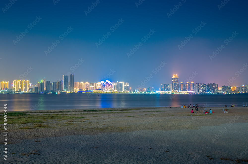 Fototapeta premium Night view of the seaside city of Zhanjiang, Guangdong Province