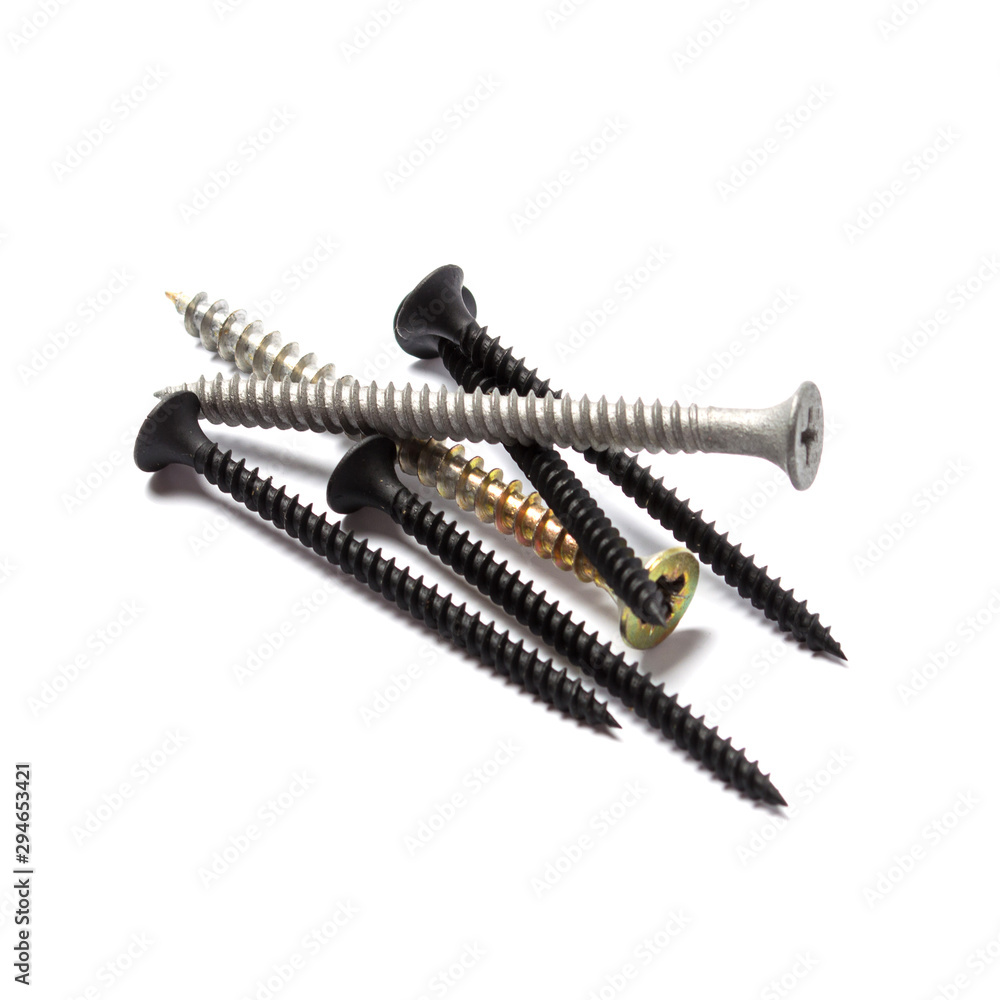 Self-tapping screws isolated on a white background Self-tapping screws isolated on a white background