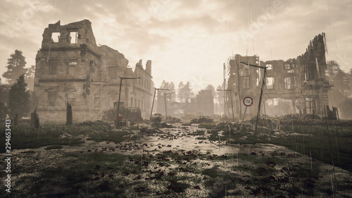 Ruins of a city. Apocalyptic landscape photo