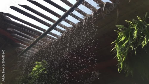 Beautiful artificial waterfall in the garden