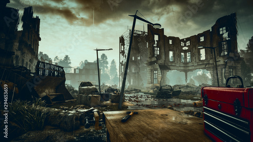 Ruins of a city. Apocalyptic landscape