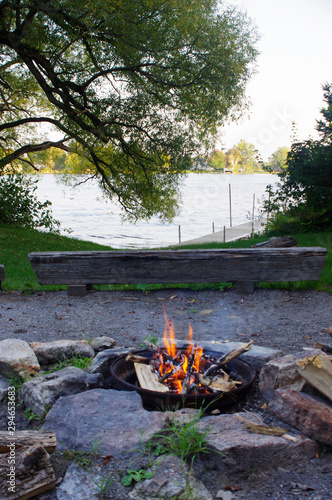 Wallpaper Mural camp fire near water Torontodigital.ca