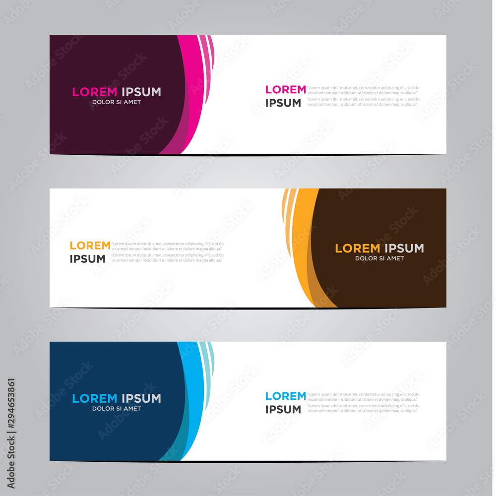 Set of three abstract vector banners. Modern template vector design