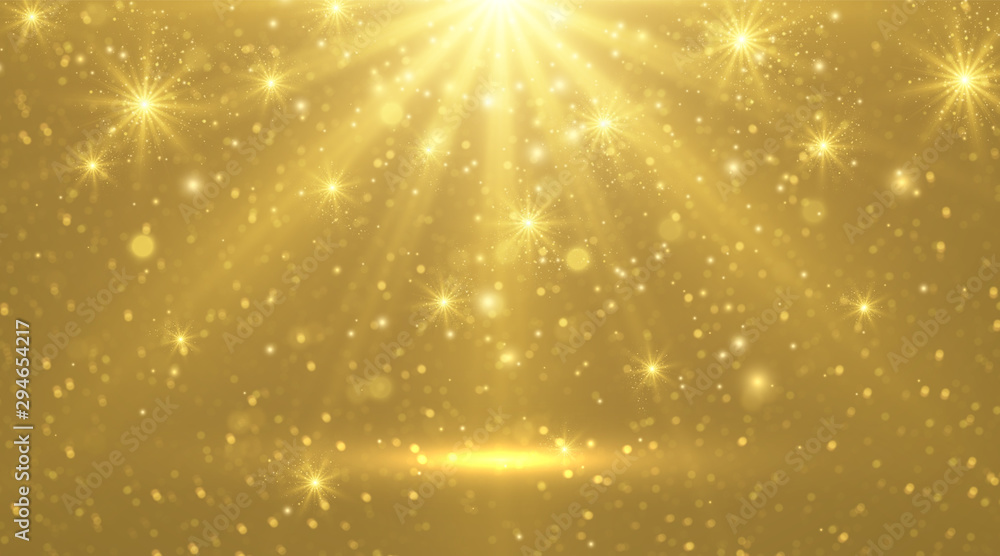 Festive sparkling background with golden lights Festive sparkling background with golden lights
