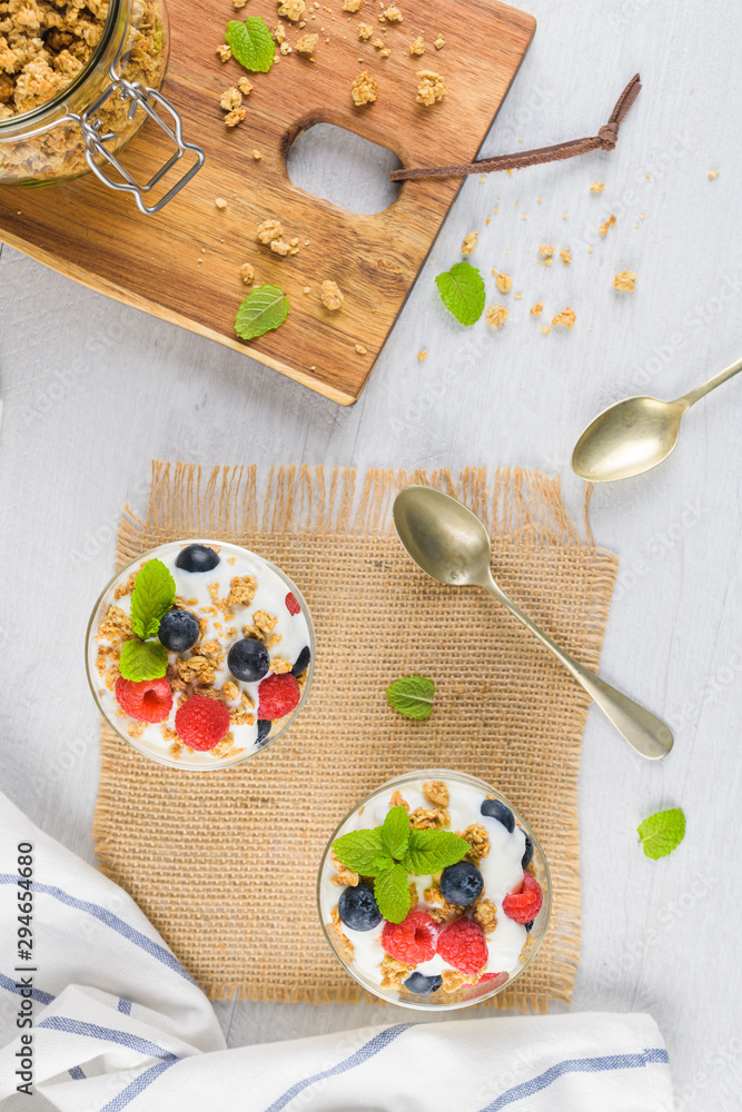 Granona with red fruits homemade yogurt Granona with red fruits homemade yogurt