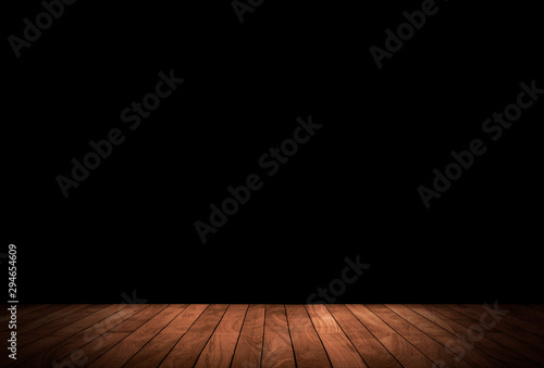 abstract woodden dark wall .studio room wood for background or web and present product. photo